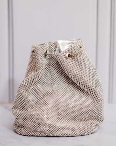 [8973] Cartera Crossbody Cristales Plateada