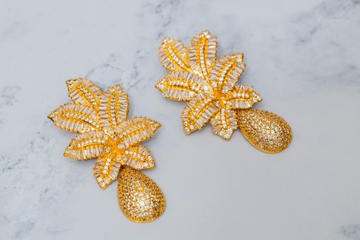 [9179] Arete Piña Dorado CZ