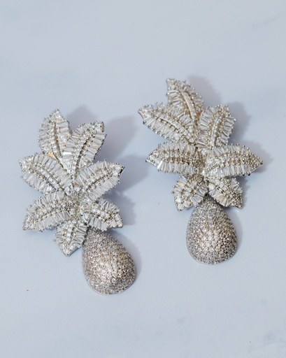 [10148] Arete Piña Plateada CZ