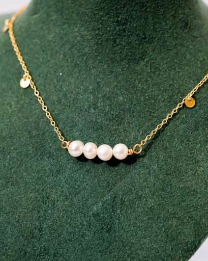 [10351] Collar Plaquita  4 perlas