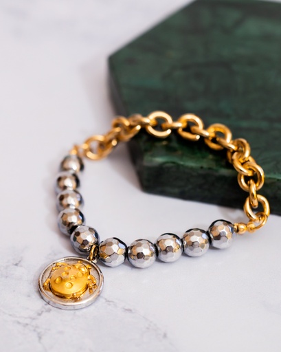 [10959] Pulsera Lucky con Hematite Plata Mariquita