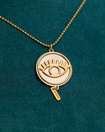 [10961] Collar Corto Cadena Bolita Disco Espejo Maranva