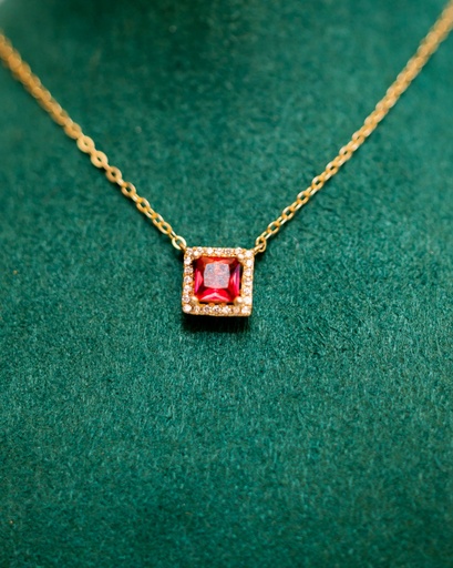 Collar Cristal Color Cuadraro Cristales