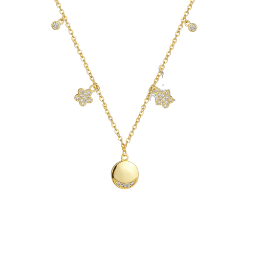 [8-N2942] Collar Circulo Flores Colgando