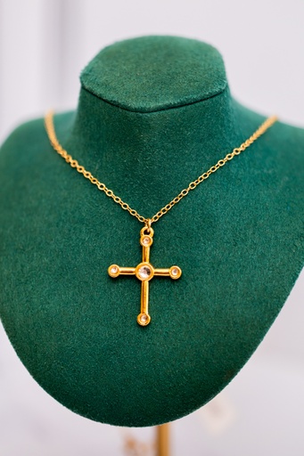 [11601] Collar Corto Cruz Cristales Maranva