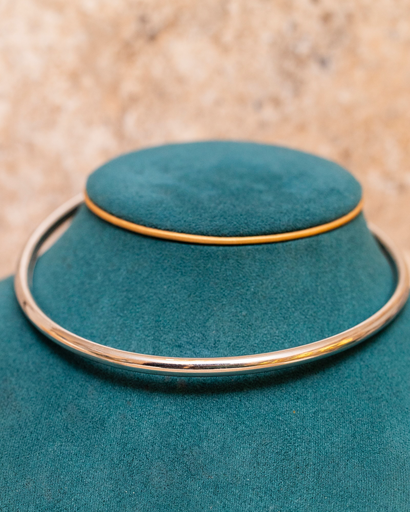 Choker Abierto Liso Duro Plateado