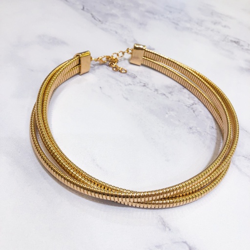 [11678] Choker Triple Plateado Flexible