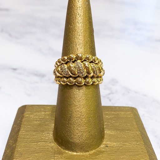 [11720] Anillo Dorado 3 Tiras Bolas