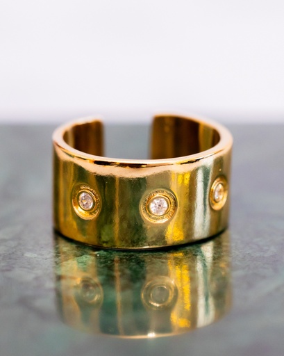 [11722] Anillo Aro Liso Gordo Cristal