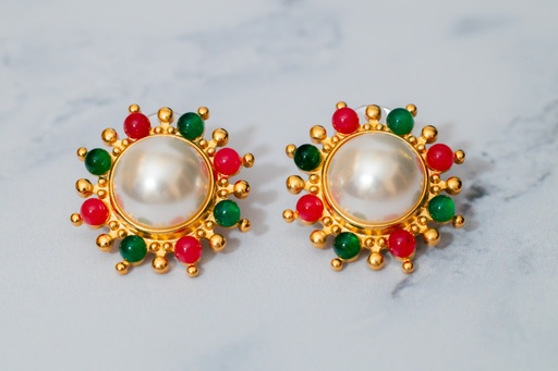 [11794] Arete Redondo Perla Centro Multicolor Vintage