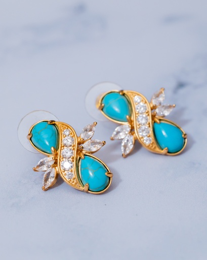 [11798] Arete Tipo 8 Turquesa Vintage