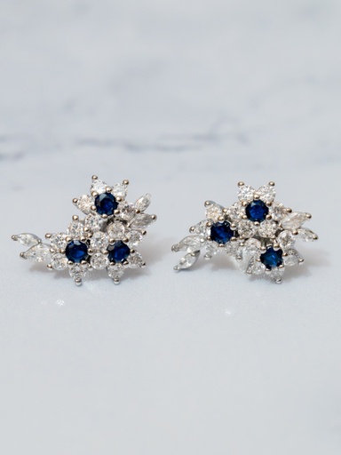 [11830] Arete 3 Mini Flores Azules