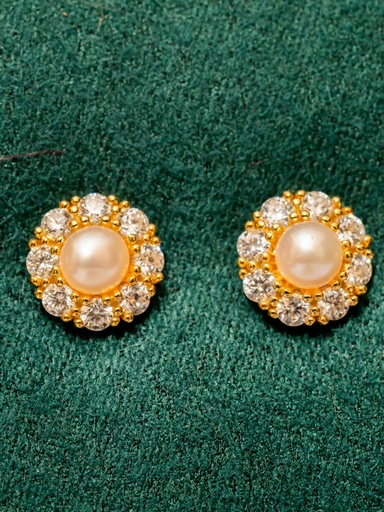 [E11900] Arete Perla borde dorado cristales