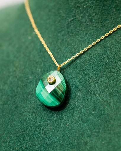 [11979] Collar Piedra Ovalo Verde