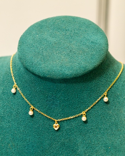 [11984] Collar Multi Perlitas Corazon centro