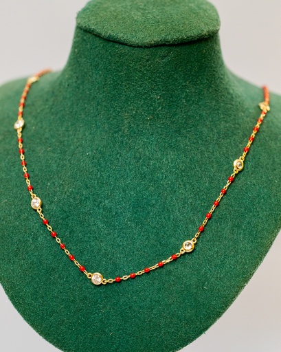 Collar Cadena Bolitas Colores Cristales