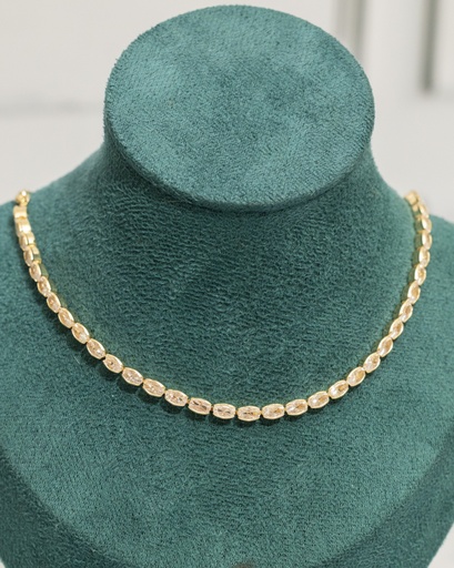 [12073] Collar Choker Tennis Ovaladas Cadena