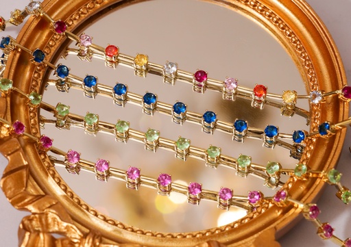 Pulsera Tennis Piedras Colores Salteadas