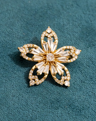 [12136] Broche Flor Puntas Cristales