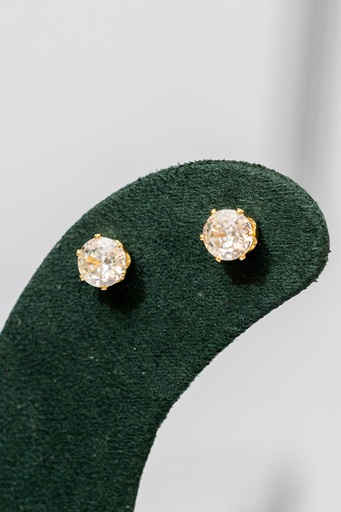 [12607] Arete Stud Zirconia Dorado 925 Rosca