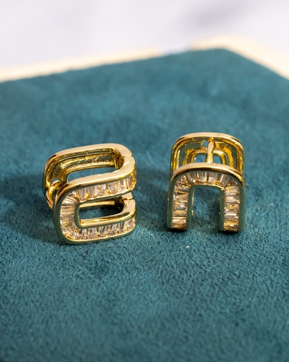 [12256] Arete Huggie Curdrado Cristales