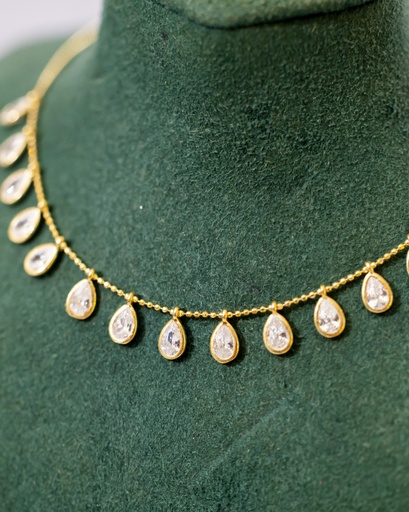 Collar Gotas Clear Dorado