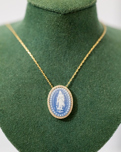 [12280] Collar Virgen Azul Cristales