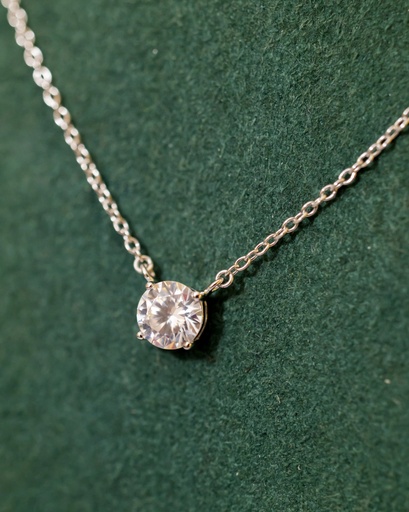 [12282] Collar Solitario Plateado 6mm