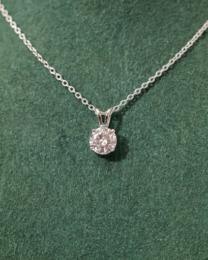 [12283] Collar Solitario Plateado Colgando