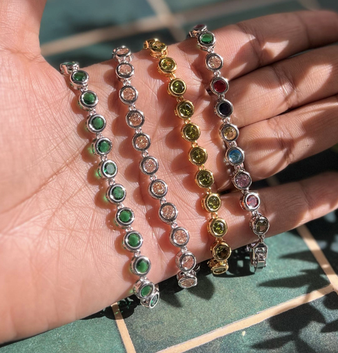 Pulsera Tennis Bezel Circulos Colores