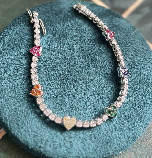 [12335] Pulsera Tennis Corazon Multicolor