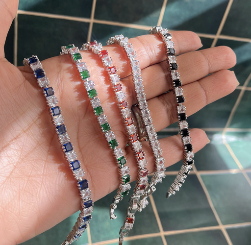 Pulsera Tennis Cuadrado Colores Intercalado