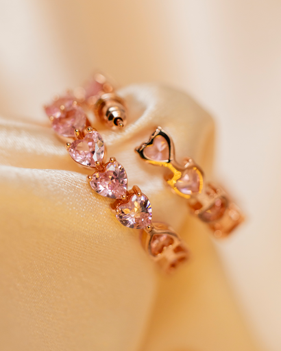 [12348] Argolla Rose Gold Corazones Pink