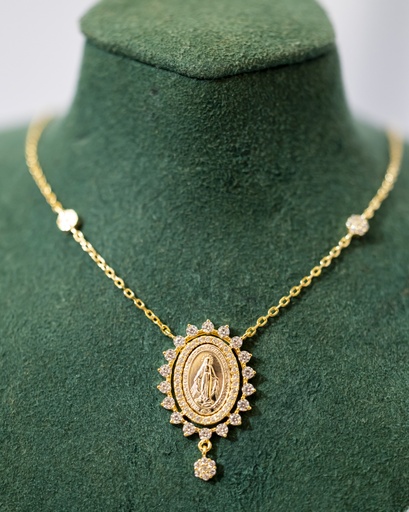 [12373] Virgen Ovalada Cristal Abajo