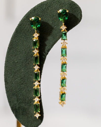 [12393] Arete Verde Largo Zirconias 925