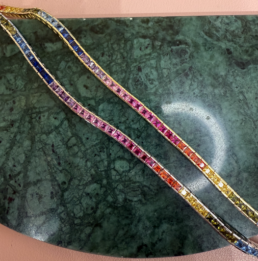 Pulsera Tennis Rainbow Cuadrado 925