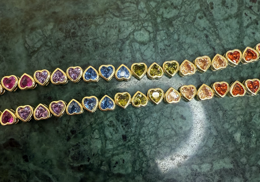 Pulsera Tennis Rainbow Multicolor Corazones