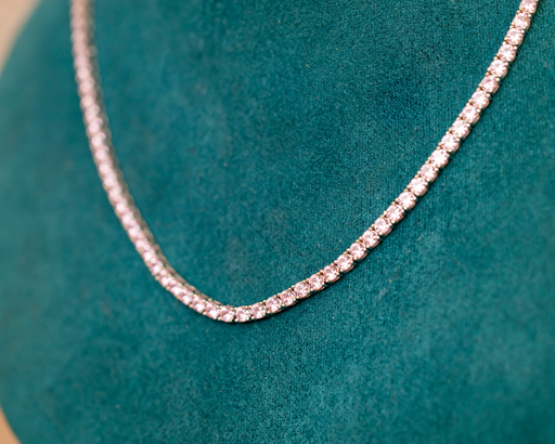 Collar Tennis Rosado Plateado