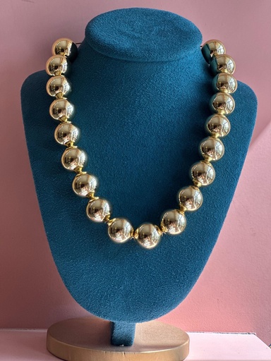 [12494] Collar Bolas Doradas Mediano