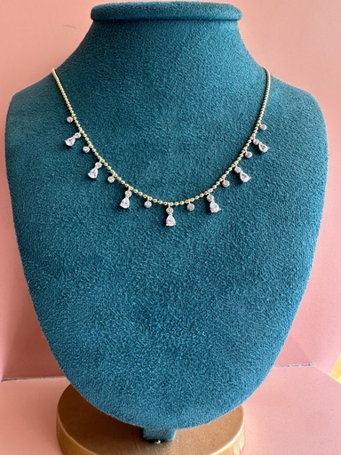 [12504] Collar Gotas Colgando Plateado y Dorado