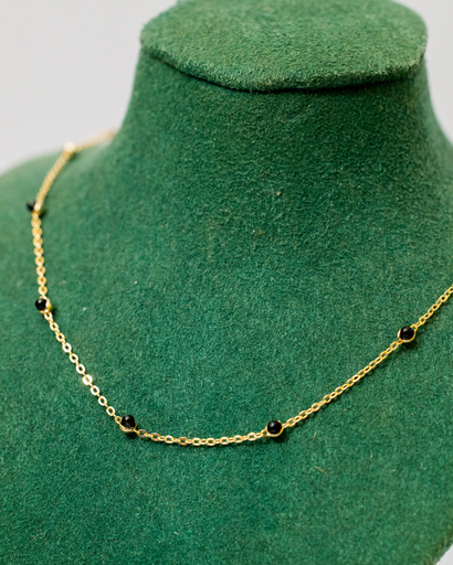 [12507] Collar Bolitas Negras 