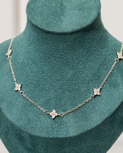[12510] Collar Multi Flores Plata