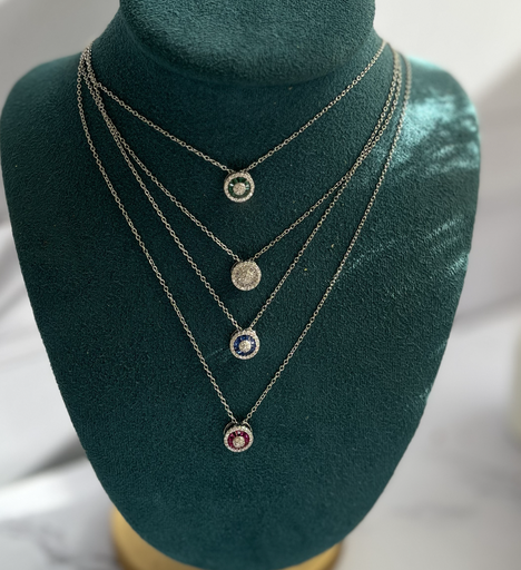 Collar Mini Circulo Cristales Colores