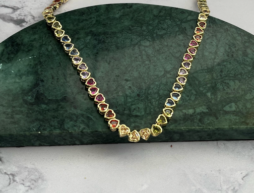 [12575] Collar Up and Down Plateado Multicolor Brass Dorado