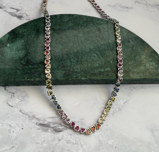 [12576] Collar Up and Down Dorado Multicolor Brass Plateado