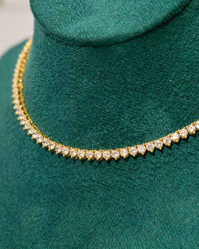 Collar 3 Prong Tennis 2mm Necklace Dorado 925