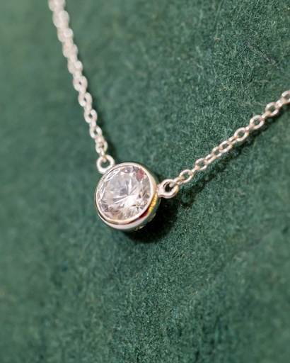 [12856] Collar Solitario Montado Dorado