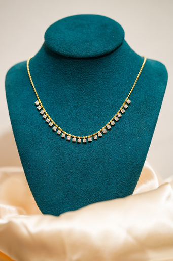 [12922] Collar Bolitas Clear Colgando Dorado