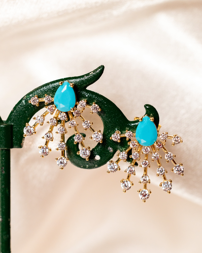 [12934] Arete Erizo Turquesa Dorado