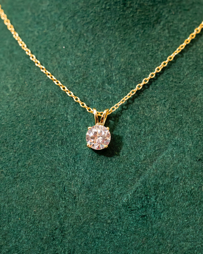 [13212] Collar Solitario Dorado Colgando 6mm 